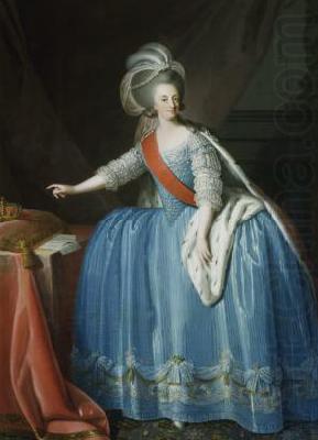 Portrait of Queen Maria I of Portugal in an 18th century painting, unknow artist